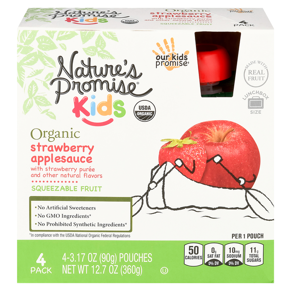 Canned Fruit & Applesauce Nature's Promise Organic Apple Sauce Strawberry hero