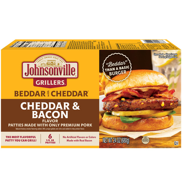 Frozen Meat & Seafood Johnsonville Grillers Cheddar Bacon Brat Patties hero