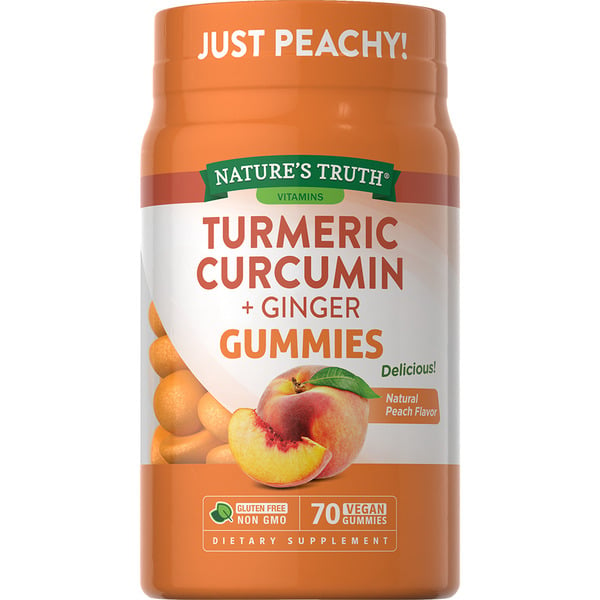 Nature's Truth Turmeric Curcumin + Ginger, Vegan Gummies, Natural Peach Flavor hero