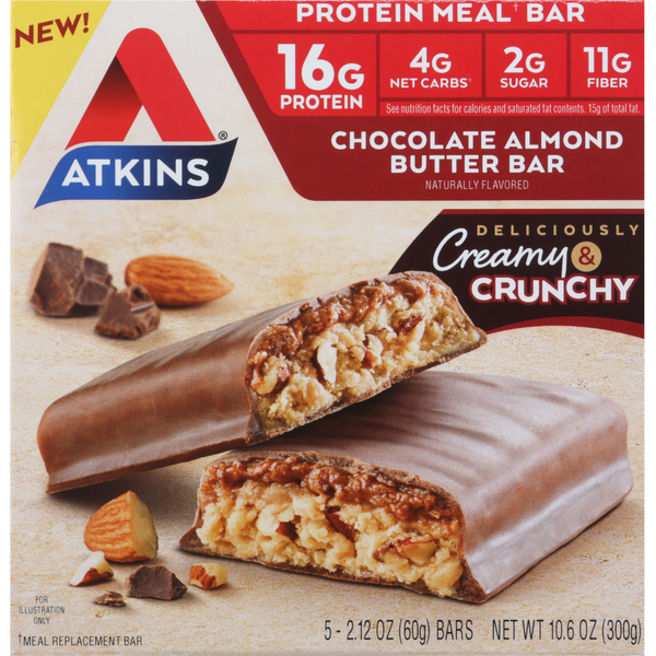 Energy & Granola Bars Atkins Protein Meal Bar, Chocolate Almond Butter, Creamy & Crunchy hero