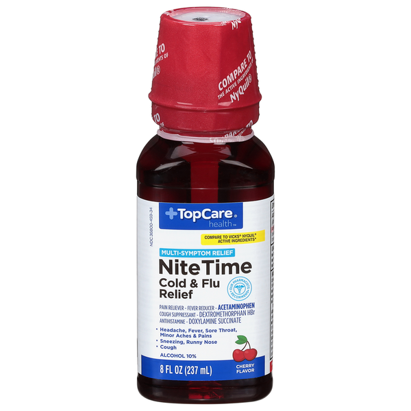 Cold, Flu & Allergy TopCare Cold & Flu Relief, Nite Time, Cherry Flavor hero