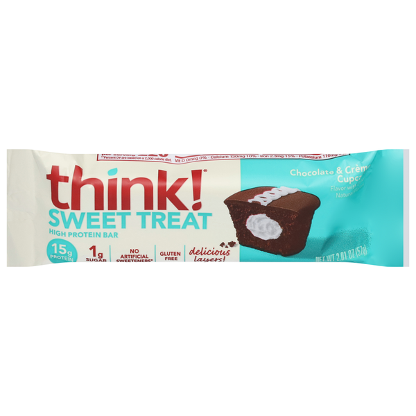 think! High Protein Bar, Chocolate & Creme Cupcake, Sweet Treat hero