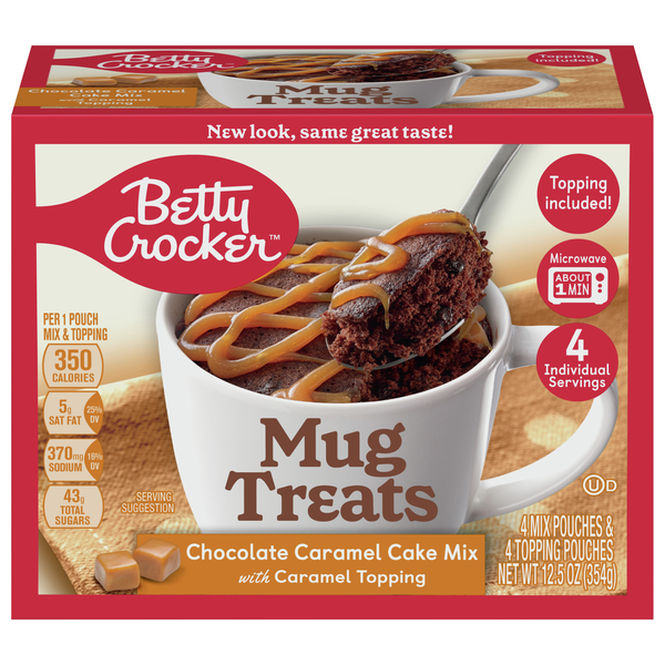 Doughs, Gelatins & Bake Mixes Betty Crocker Cake Mix, Chocolate Caramel, Mug Treats hero