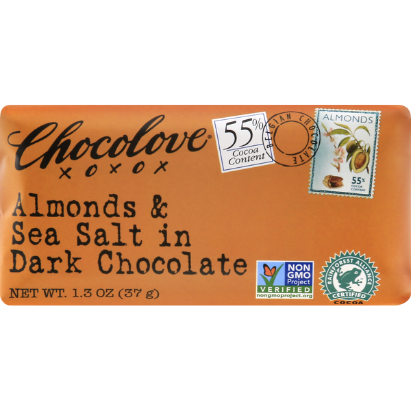 Candy & Chocolate Chocolove Dark Chocolate, Almonds & Sea Salt, 55% Cocoa Content hero