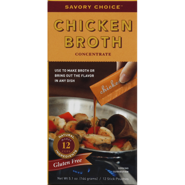 Soup, Broth & Bouillon Savory Choice Broth Concentrate, Chicken, Stick Pouches hero