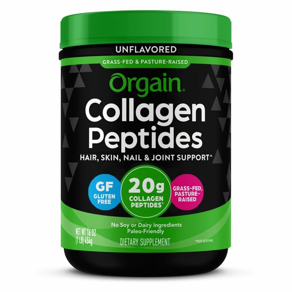 Vitamins & Supplements Orgain Hydrolyzed Grass-Fed 20g Collagen Peptides Powder - Type I & III, Unflavored hero