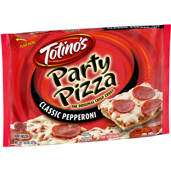 Frozen Pizza Totino's Classic Pepperoni Flavored Party Pizza Thin Crust Frozen Pizza Snacks hero