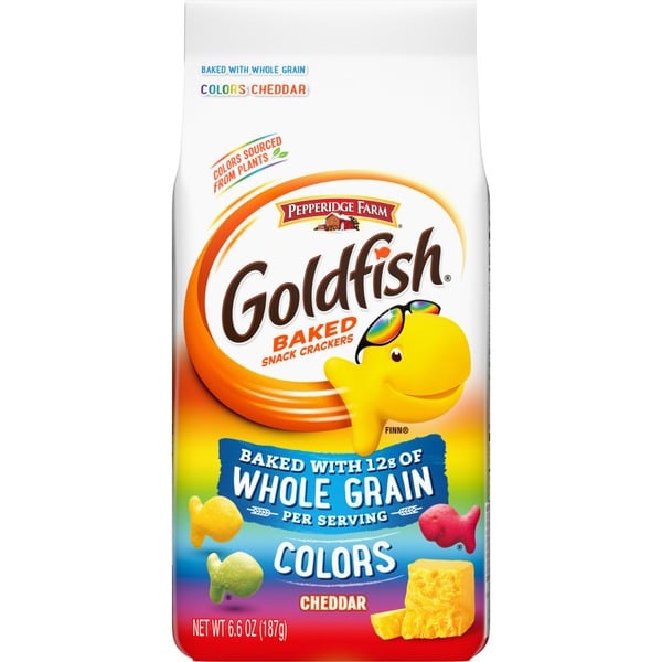 Crackers Pepperidge Farm Goldfish  Colors Cheddar Baked with Whole Grain hero