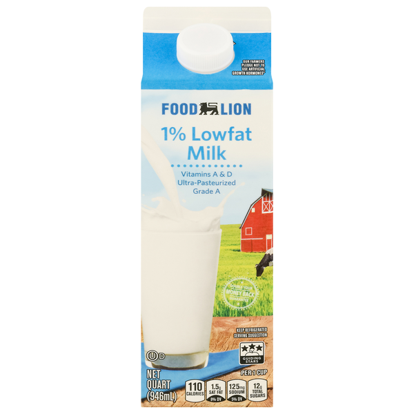 Milk, Soy & Lactose Free Food Lion Milk, 1% Lowfat hero