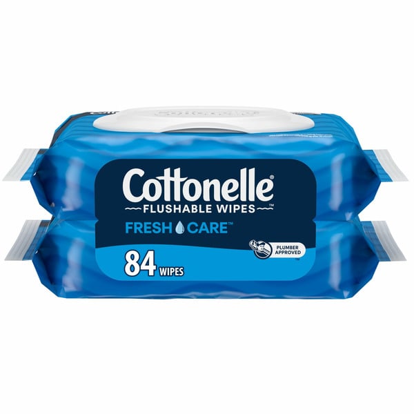 Paper Goods and Plastic Cottonelle Fresh Care Flushable Wet Wipes hero