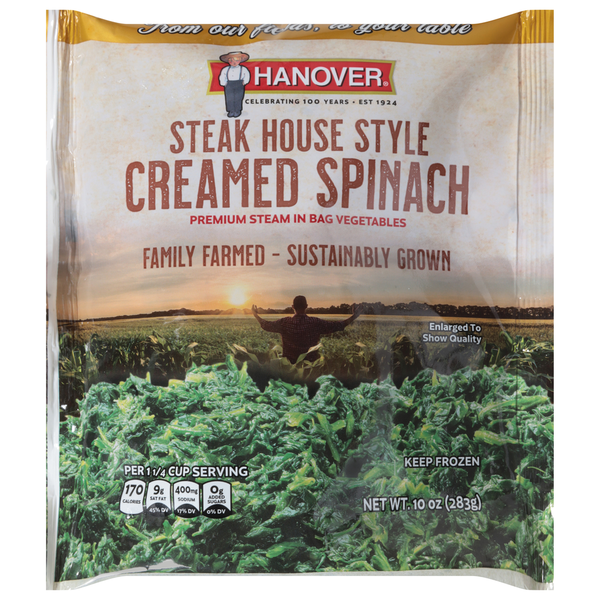 Frozen Meals Hanover Spinach, Creamed, Steak House Style hero