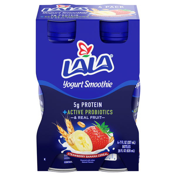 Yogurt LALA Yogurt Smoothies, Strawberry Banana Cereal, 4 Pack hero