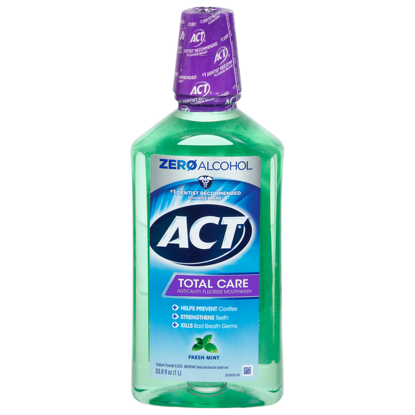 Oral Hygiene ACT Mouthwash, Anticavity Fluoride, Fresh Mint, Total Care hero