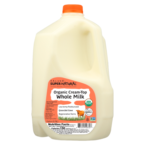 Milk Kalona SuperNatural Organic, Whole Milk, Grass-fed Cows hero