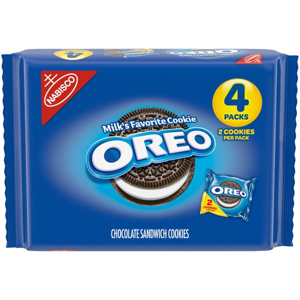 Snacks Oreo Chocolate Sandwich Cookies, 4 Pack hero