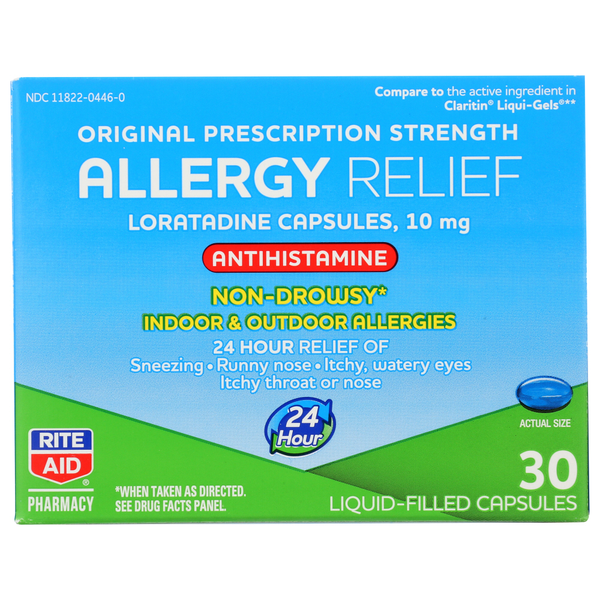 Allergy & Sinus Rite Aid Loratadine 24 Hour Allergy Relief 30 Liquid-Filled Capsules hero