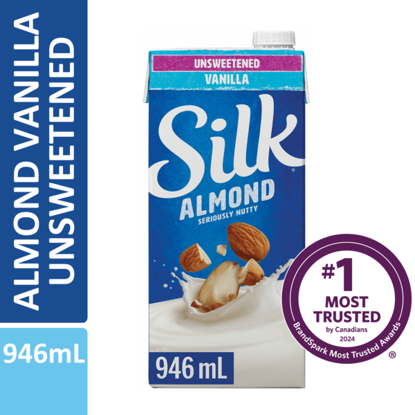 Natural Food and Health Products Silk Almond Beverage, Unsweetened, Vanilla Flavour, Dairy-Free, Shelf Stable hero