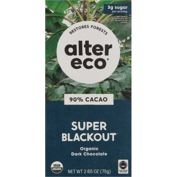 Candy & Chocolate Alter Eco Dark Chocolate, Super Blackout, 90% Cacao hero