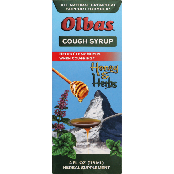 Cold, Flu & Allergy Olbas Cough Syrup, Honey & Herbs hero