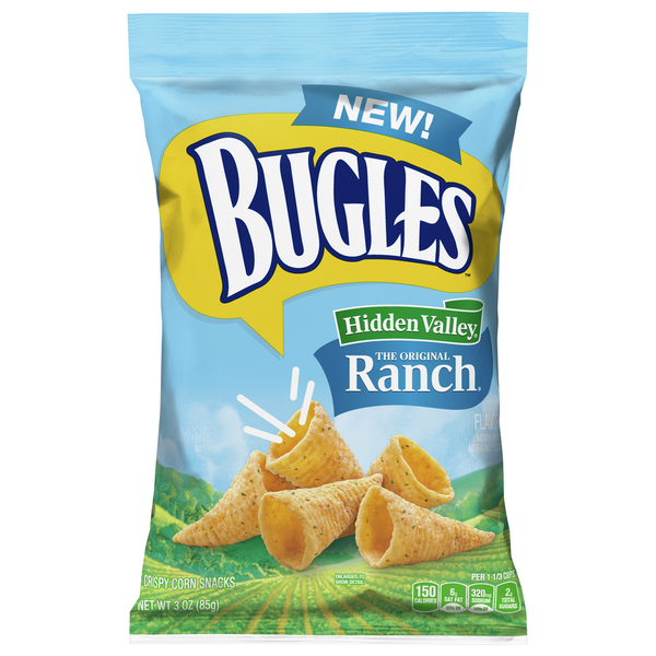 Chips & Pretzels Bugles Crispy Corn Snacks, The Original Ranch hero