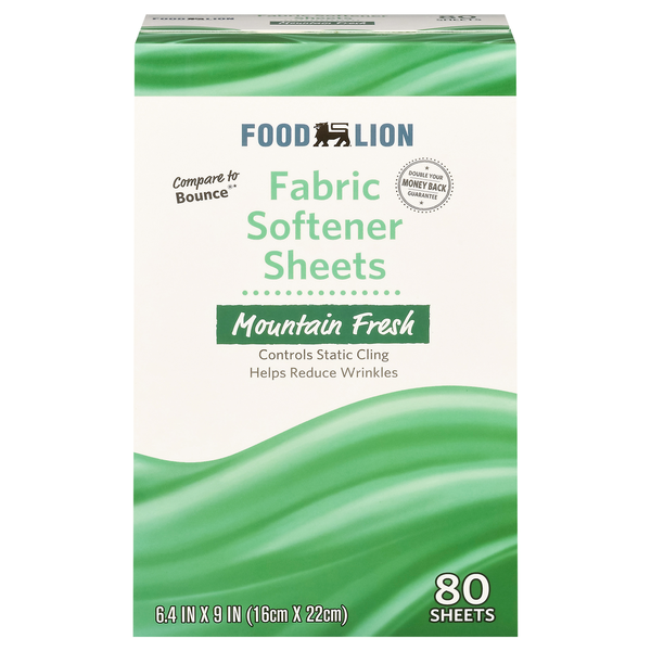 Laundry Food Lion Softener Sheets, Fabirc, Mountain Fresh hero