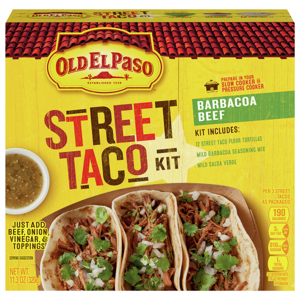 Prepared Meals Old El Paso Street Taco Kit, Barbacoa Beef hero