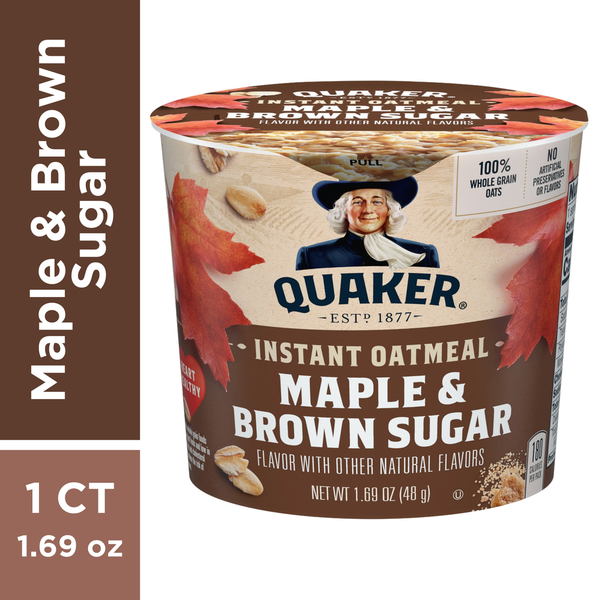 Hot Cereal & Pancake Mixes Quaker Instant Oatmeal Maple & Brown Sugar 1.69 Oz Cup hero