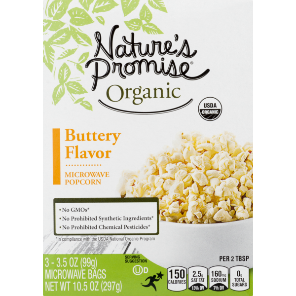 Popcorn & Jerky Nature's Promise Organic Butter Microwave Popcorn hero