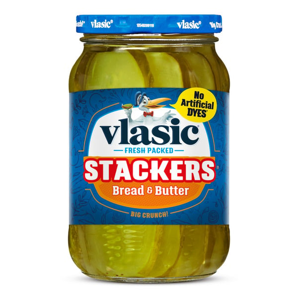 Pickles, Peppers & Olives Vlasic Stackers Bread & Butter Pickles hero