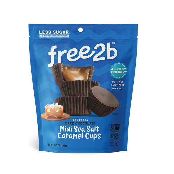 Free2b Dark Chocolate Sea Salt Caramel Mini Cups hero