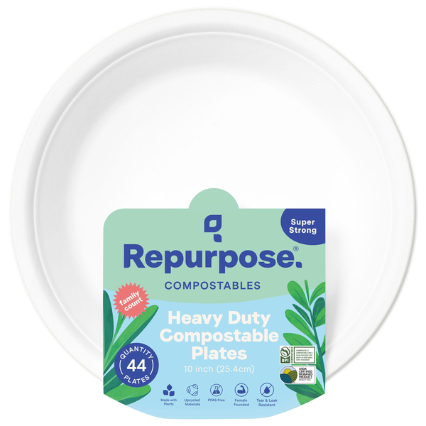 Plates, Bowls, Cups & Flatware Repurpose Compostable 10" Dinner Plates, 44 CT hero