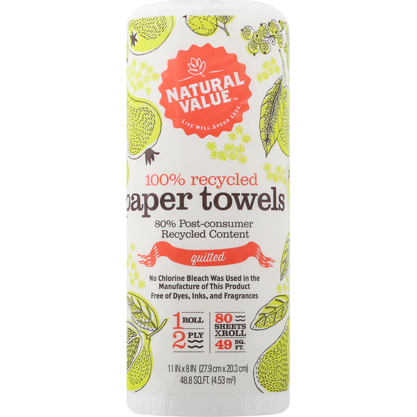 Paper Goods Natural Value Paper Towels, Quilted, 2 Ply hero