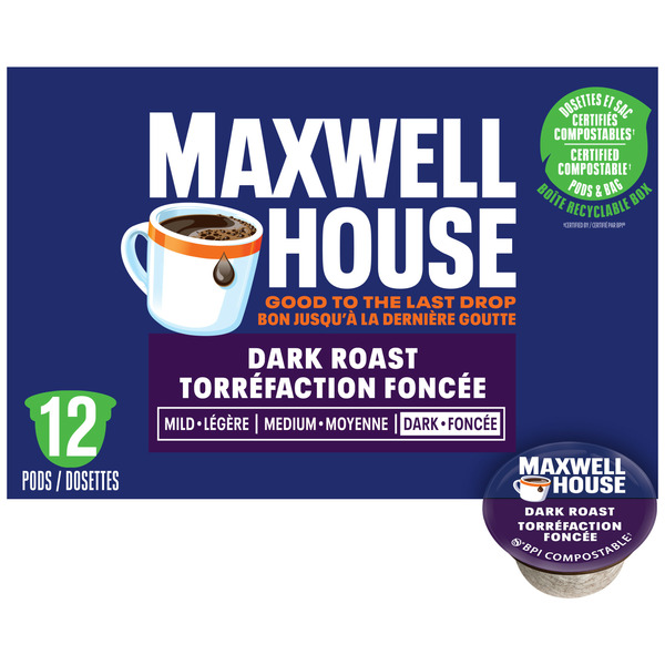 Coffee Maxwell House Dark Roast Coffee Certified Compostable Pods hero