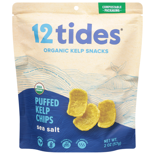 Chips & Pretzels 12 Tides Puffed Kelp Chips, Organic, Sea Salt hero