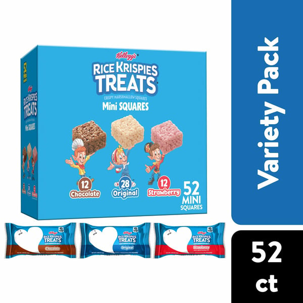 Kellogg's Rice Krispies Treats Mini Marshmallow Snack Bars, Kids Snacks, Lunch Snacks, Variety Pack hero