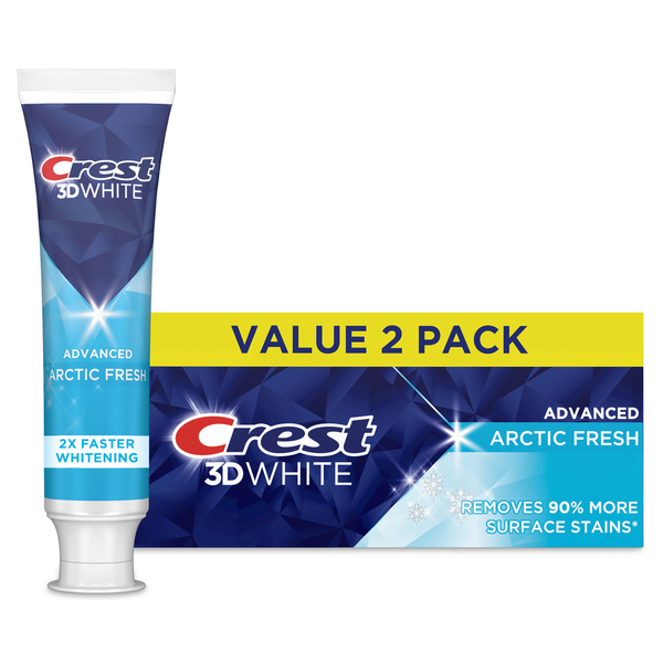 Crest 3D White Advanced Toothpaste, Arctic Fresh, 3.3 oz, Pack of 2 hero