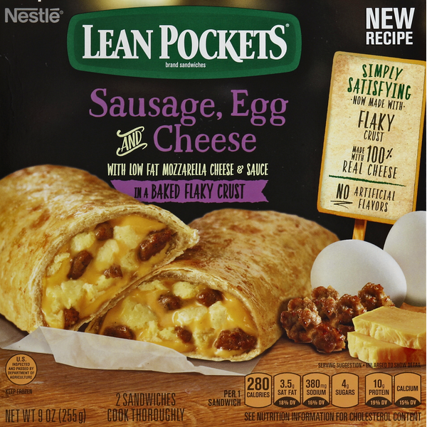 Frozen Meals Nestlé Lean Pockets Sausage, Egg and Cheese Frozen Sandwiches hero