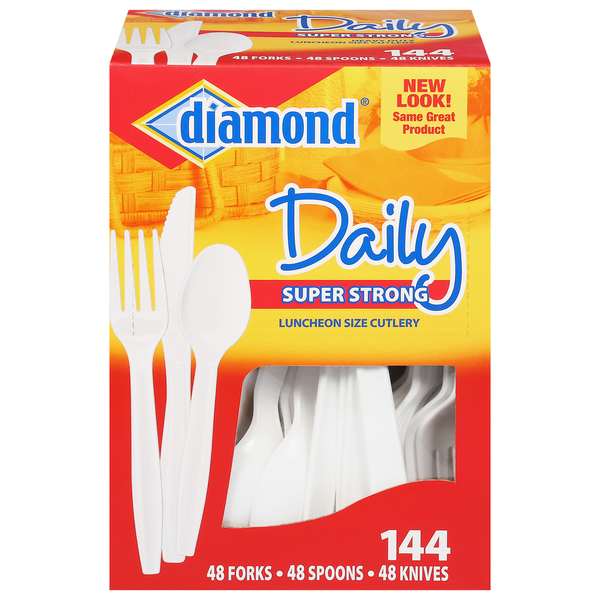 Plates, Bowls, Cups & Flatware Diamond Cutlery, Daily, Super Strong, Luncheon Size hero