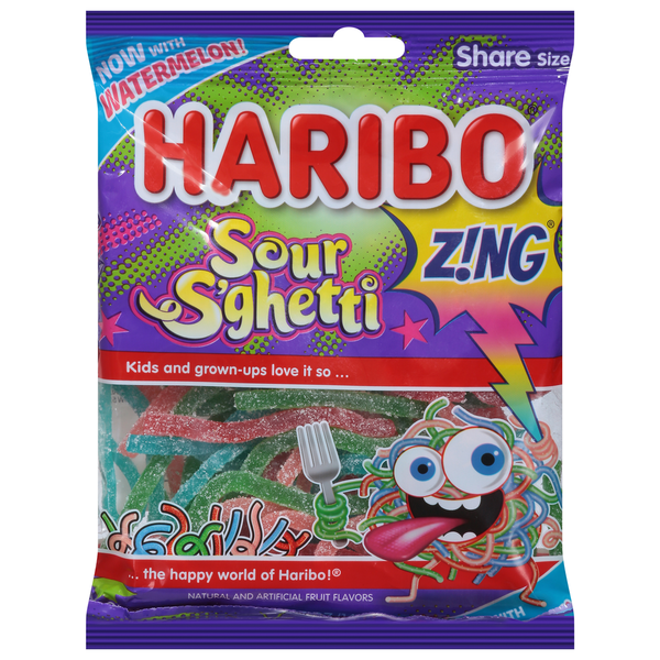 Candy & Chocolate HARIBO Candy, Gummi, Sour S'ghetti, Share Size hero