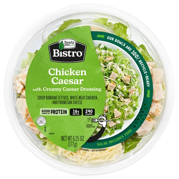 Packaged Vegetables & Fruits Ready Pac Bistro Chicken Caesar Salad Bowl with Creamy Caesar Dressing hero