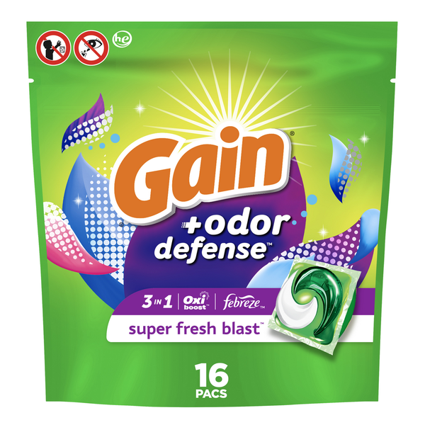 Laundry Gain Flings Odor Defense Laundry Detergent Pacs, Super Fresh hero