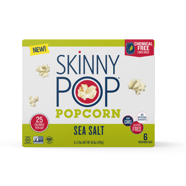 SkinnyPop Microwave Popcorn, Sea Salt hero