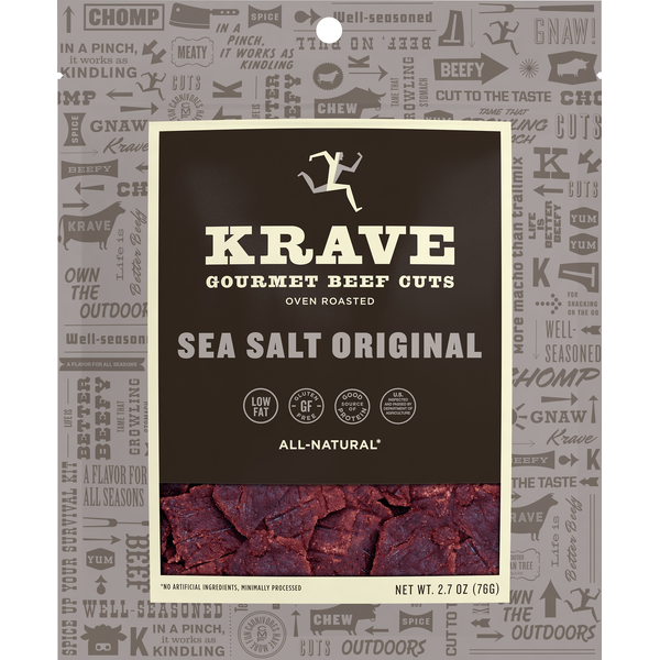 Popcorn & Jerky KRAVE Beef Jerky, Sea Salt Original hero