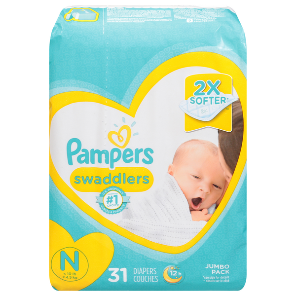 Diapers & Wipes Pampers Diapers, Newborn (Up to 10 lb), Jumbo Pack hero