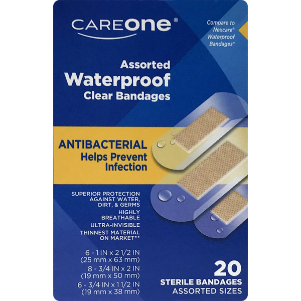 First Aid CareOne Assorted Antibacterial Waterproof Bandages hero