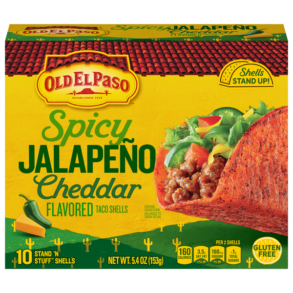 Old El Paso Taco Shells, Spicy Jalapeno Cheddar Flavored hero