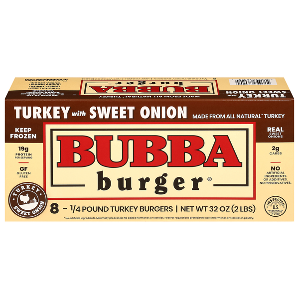 Packaged Poultry Bubba Burger Burgers, Turkey with Sweet Onions hero