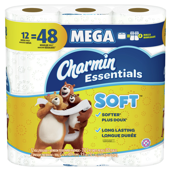 Paper Goods Charmin Essentials Soft Toilet Paper Mega Rolls hero