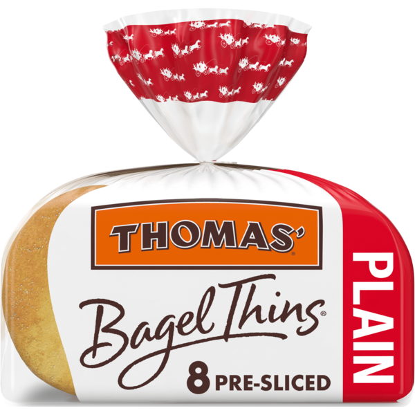 Bread Thomas’ 8 count, Plain Pre-sliced Bagel Thins hero