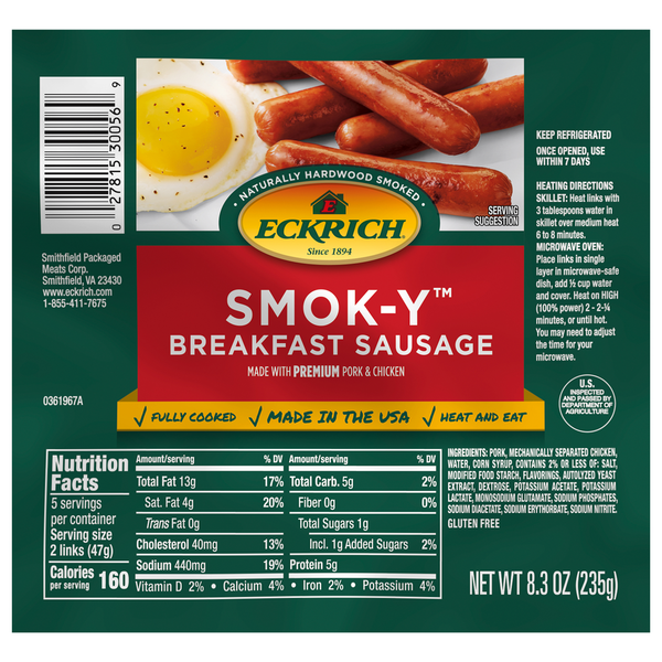 Hot Dogs, Bacon & Sausage Eckrich Smoked Sausage hero